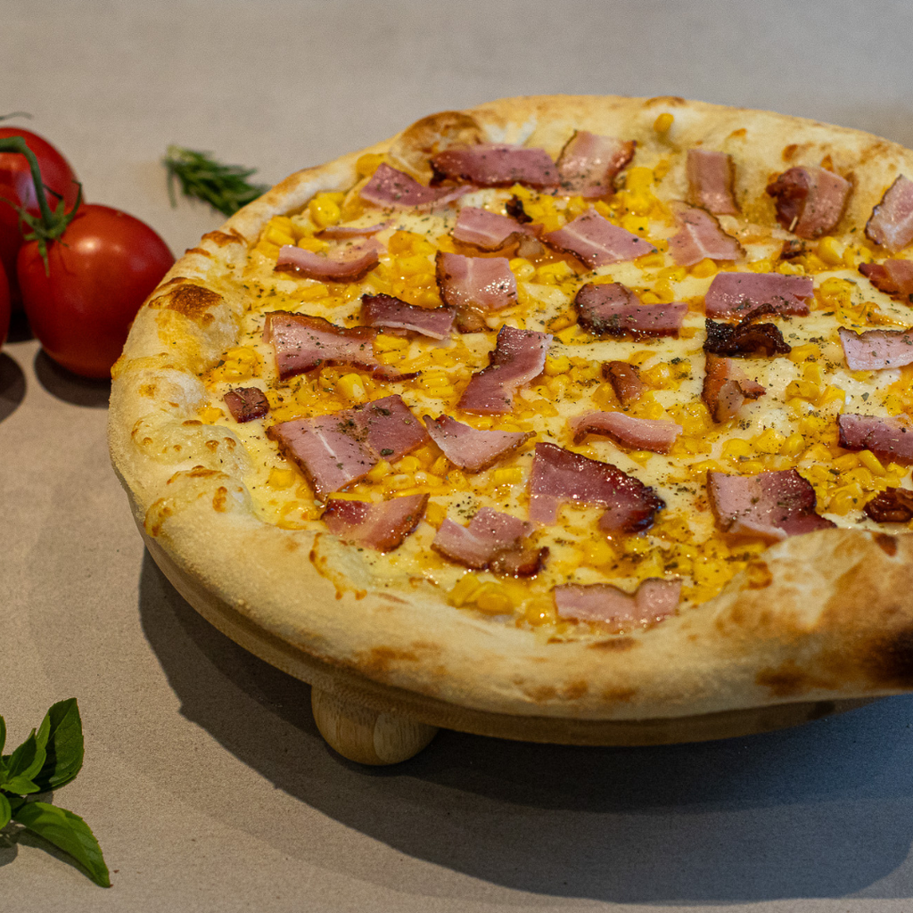 Pizza de Bacon com Milho