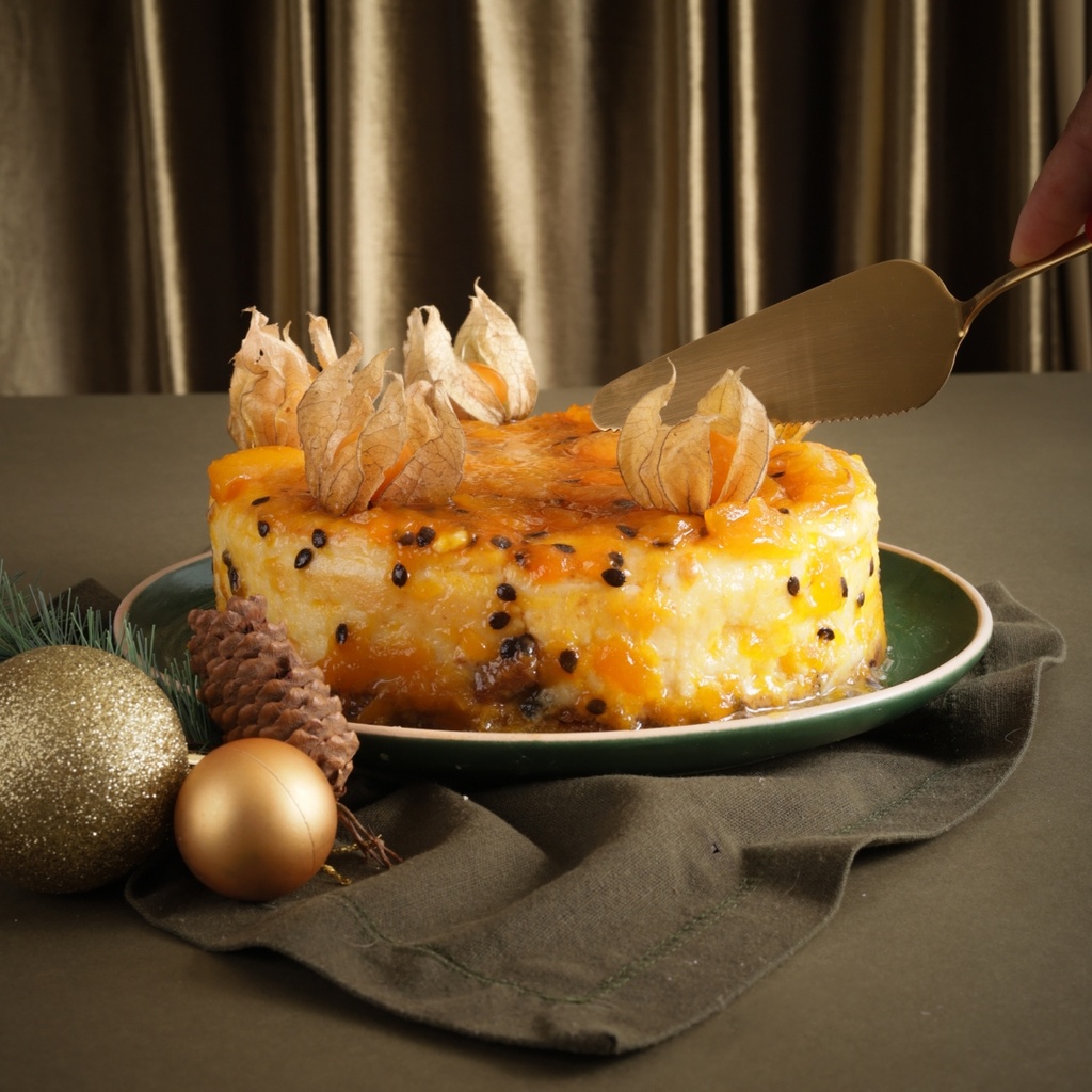 Cheesecake de frutas amarelas