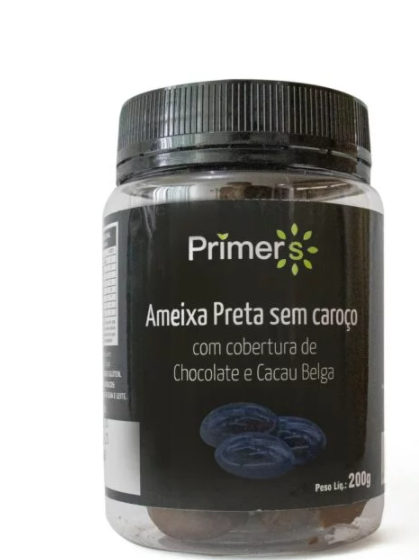 Ameixa Preta sem Caroço com Cobertura de Chocolate e Cacau Belga 200gr