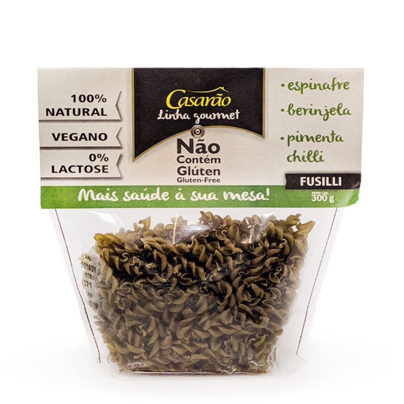 Massa de Arroz Gourmet Fusilli Espinafre Casarão 300gr