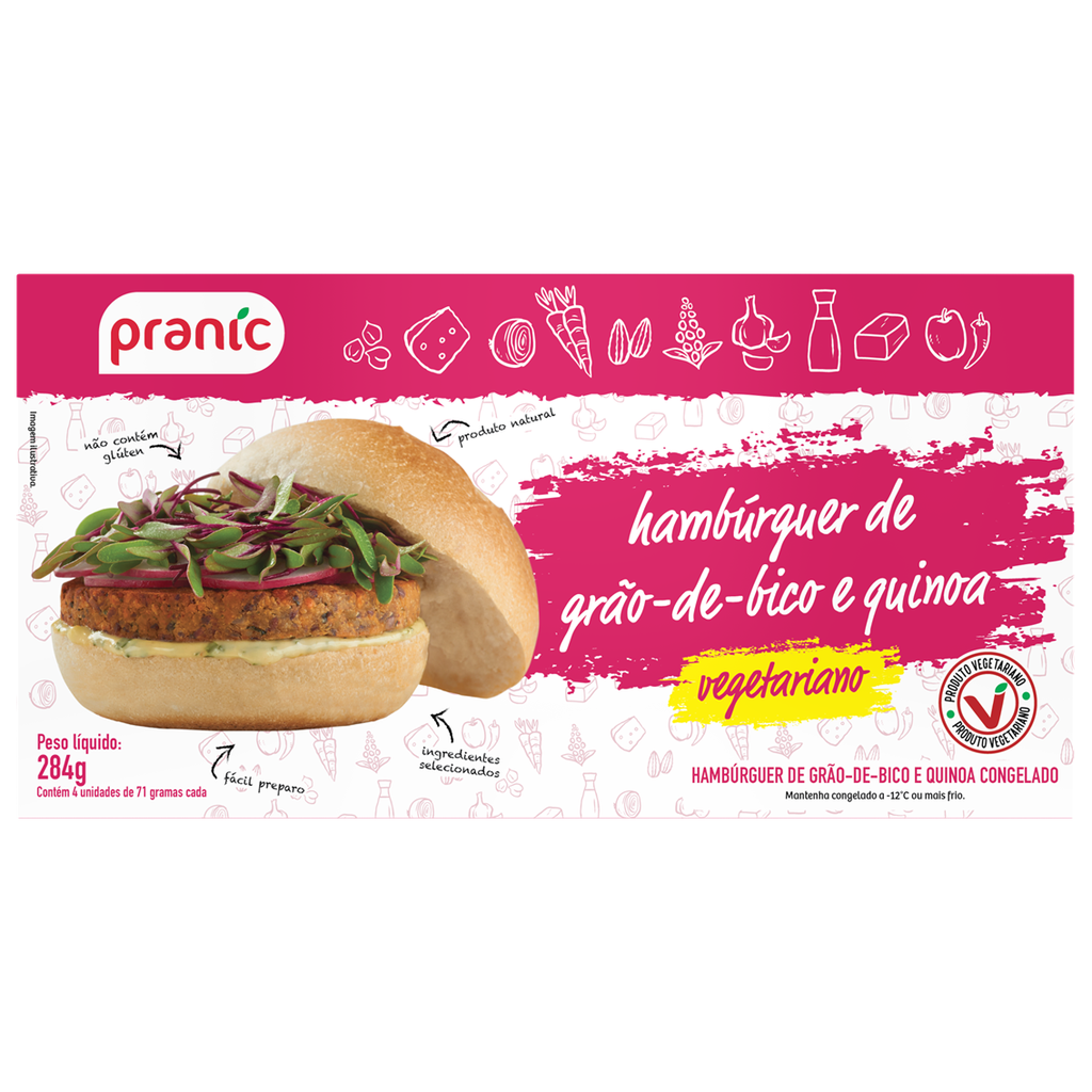 Hamburguer de Grão de Bico e Quinoa Pranic 284 gr