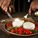 Duo de burrata com tomate confit e manjericão ao molho pesto