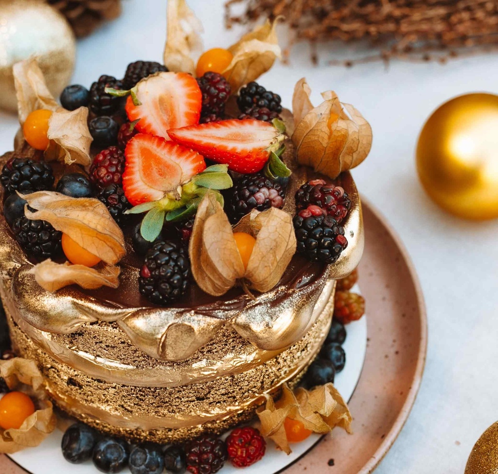 Naked Cake Natalina Dourada 1,5kg